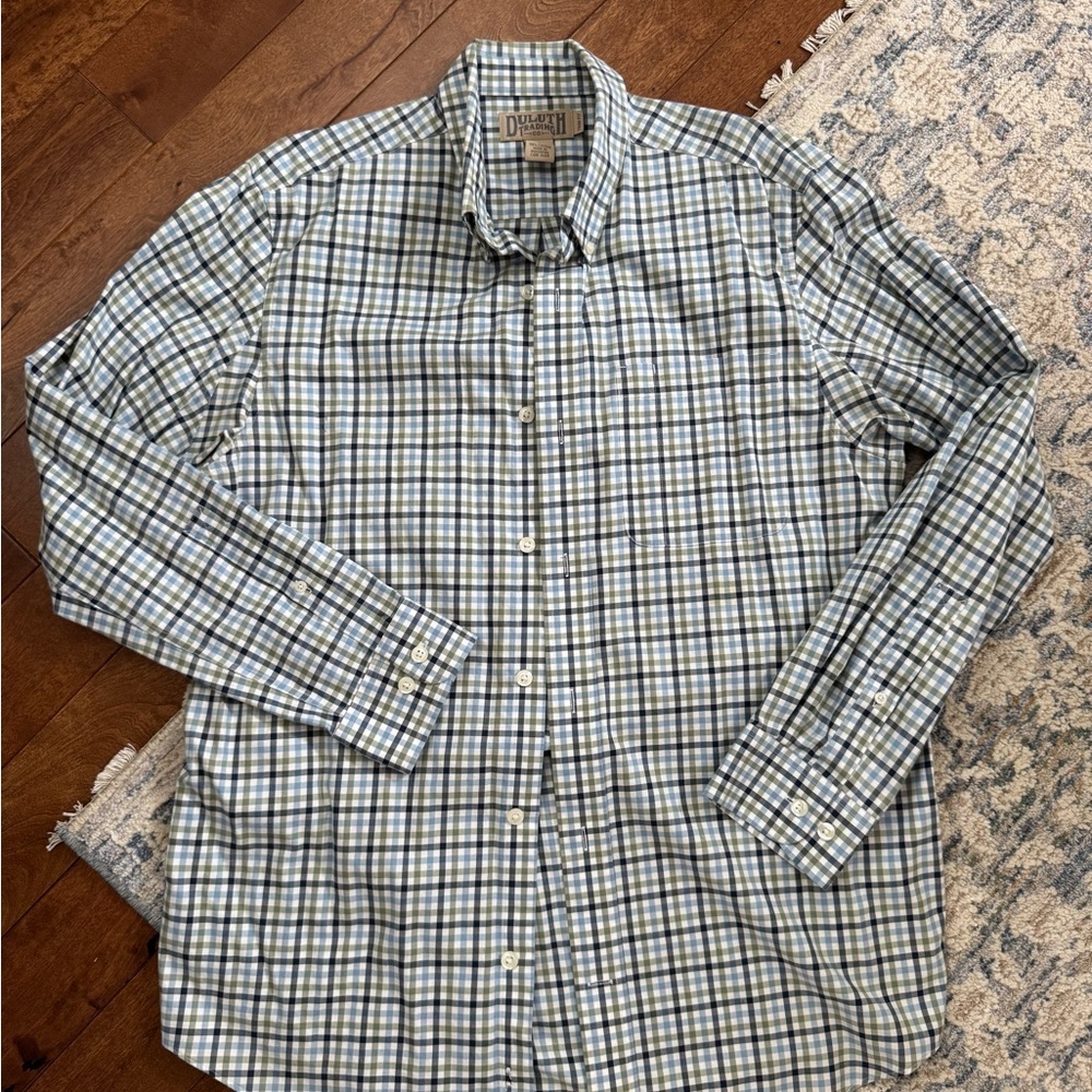 Duluth Trading Co Men's Checkered Shirt - Blue and Black
